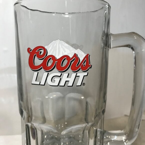 Coors Light Beer Mug Glass 7" Tall 4" Diameter Clear Glass Mancave Rockies - Picture 2 of 8